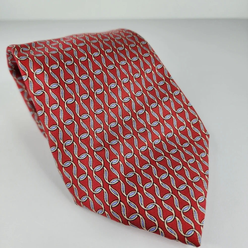 HERMES Red & Blue Silk Tie.